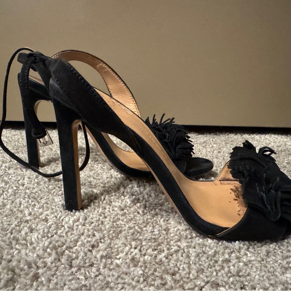 Banana Republic Black Fringe Heeled Sandals - Picture 4 of 5